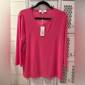 Elegant Pink V-Neck Blouse